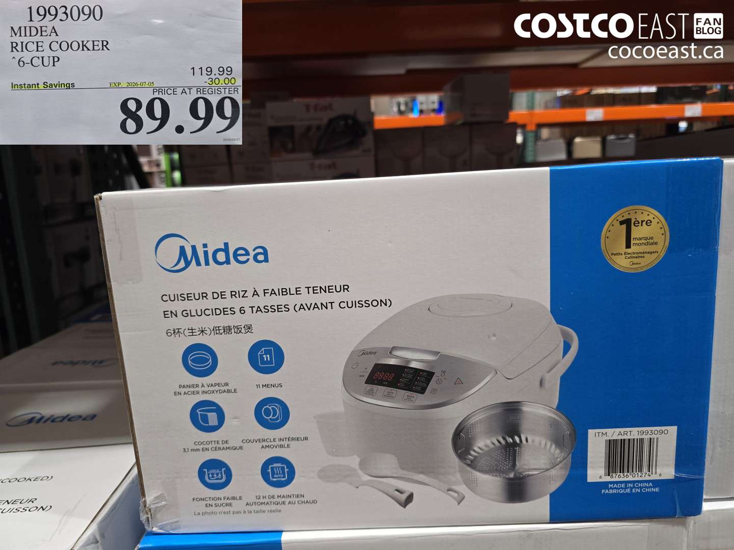 1993090 MIDEA RICE COOKER 6-CUP ($30.00 INSTANT SAVINGS EXPIRES ON 2026-07-05) $89.99