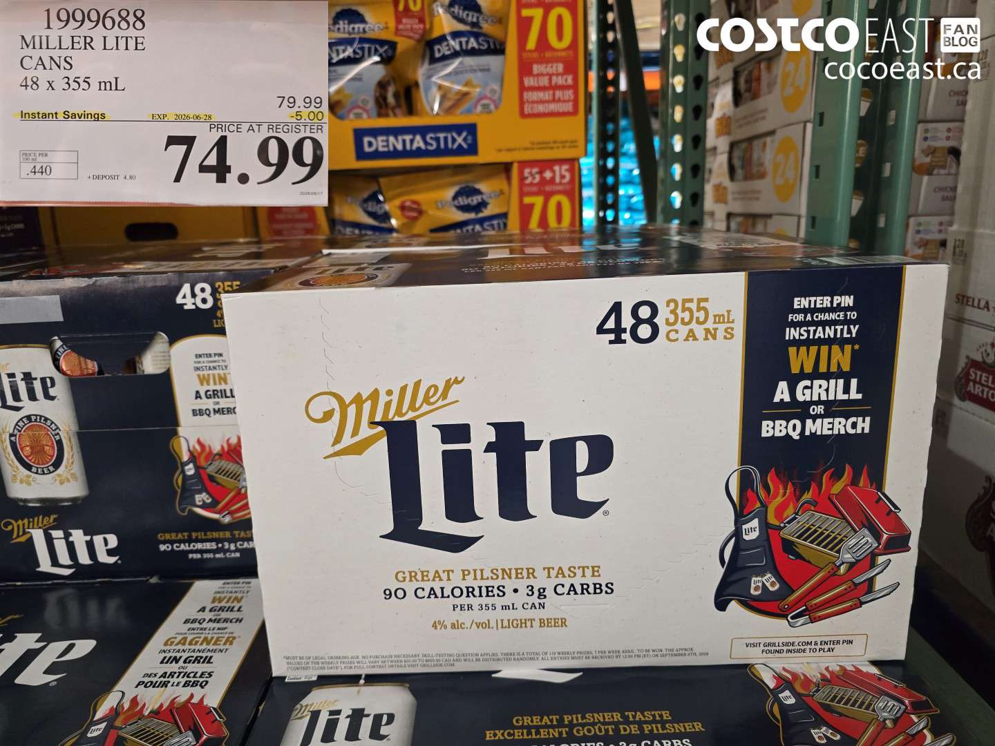 1999688 MILLER LITE CANS 48 X 355 ML ($5.00 INSTANT SAVINGS EXPIRES ON 2026-06-28) $74.99