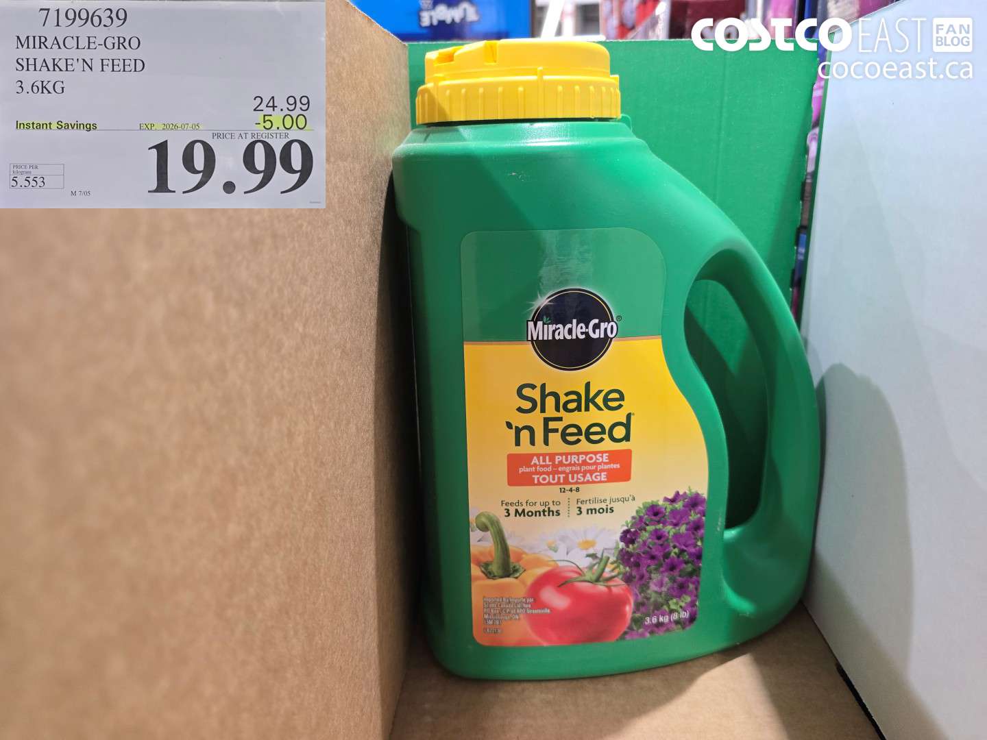 7199639 MIRACLE-GRO SHAKE'N FEED 3.6KG ($5.00 INSTANT SAVINGS EXPIRES ON 2026-07-05) $19.99