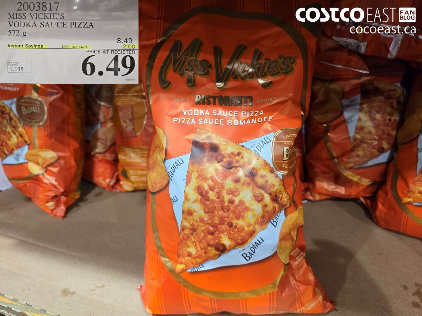 2003817 MISS VICKIE'S VODKA SAUCE PIZZA 572 G ($2.00 INSTANT SAVINGS EXPIRES ON 2026-06-21) $6.49