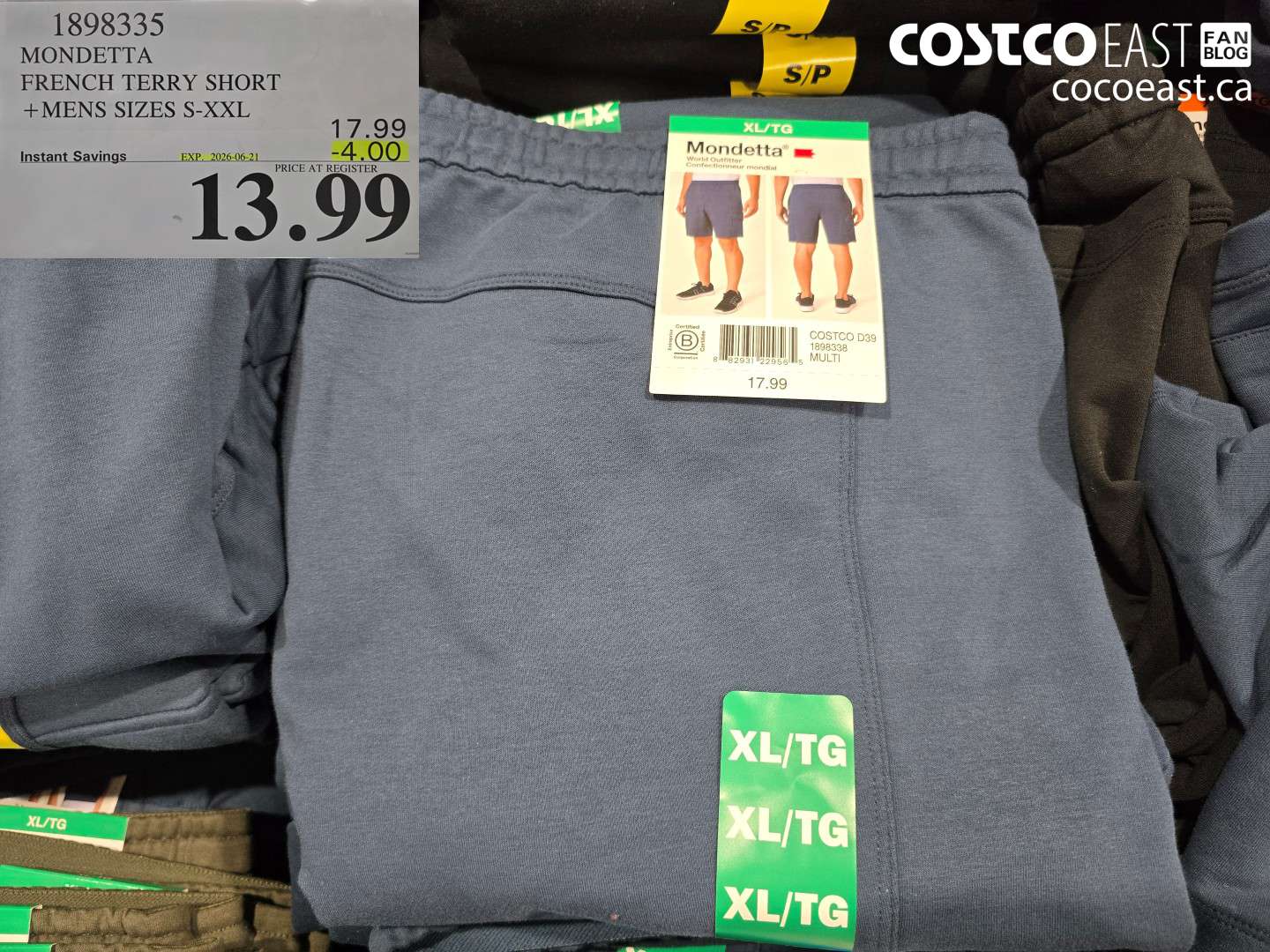 1898335 MONDETTA FRENCH TERRY SHORT + MENS SIZES S-XXL ($4.00 INSTANT SAVINGS EXPIRES ON 2026-06-21) $13.99
