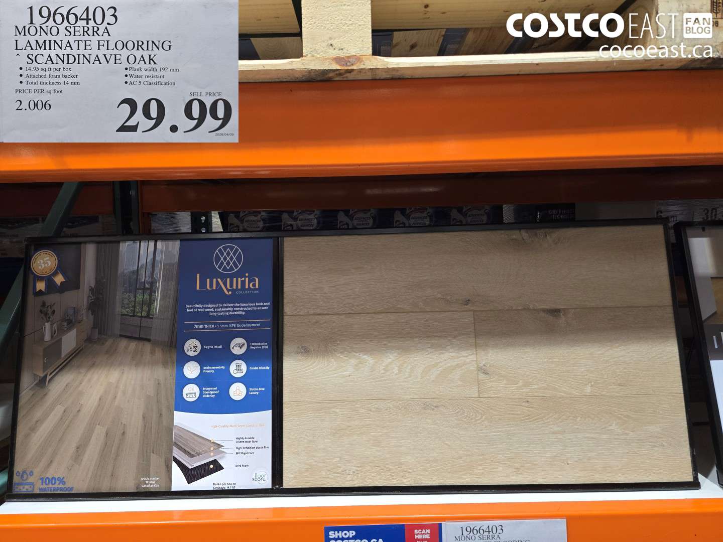 1966403 MONO SERRA LAMINATE FLOORING SCANDINAVE OAK $29.99