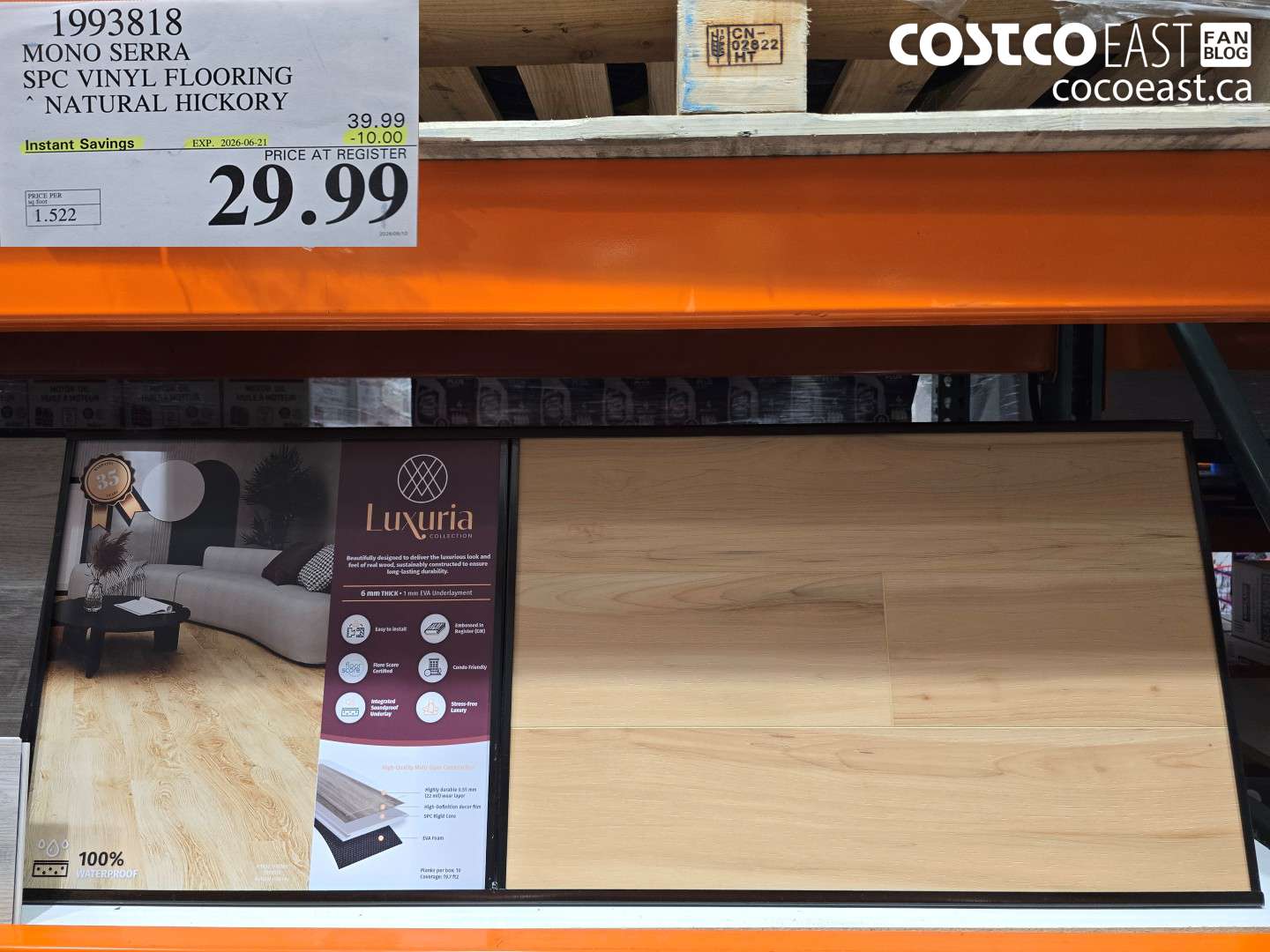1993818 MONO SERRA SPC VINYL FLOORING NATURAL HICKORY ($10.00 INSTANT SAVINGS EXPIRES ON 2026-06-21) $29.99