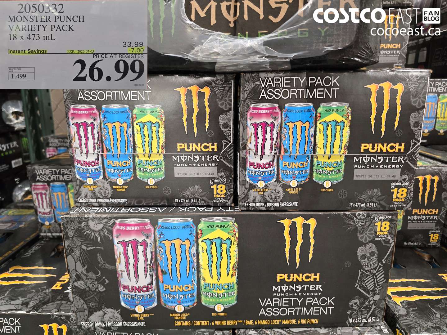 2050332 MONSTER PUNCH VARIETY PACK 18 X 473 ML ($7.00 INSTANT SAVINGS EXPIRES ON 2026-07-05) $26.99