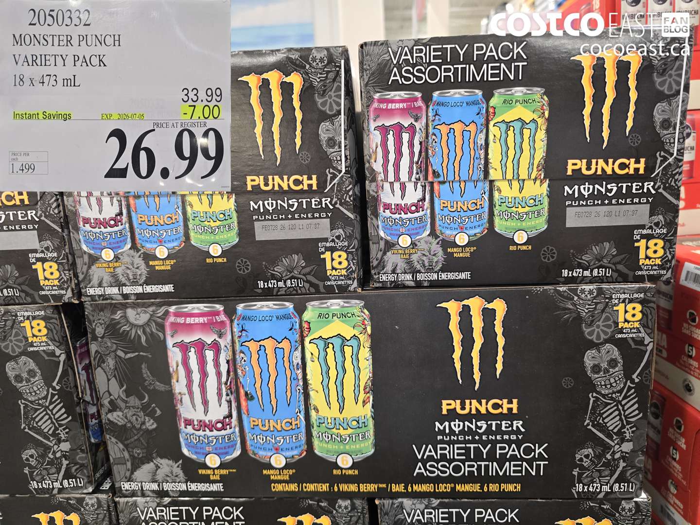 2050332 MONSTER PUNCH VARIETY PACK 18 X 473 ML ($7.00 INSTANT SAVINGS EXPIRES ON 2026-07-05) $26.99