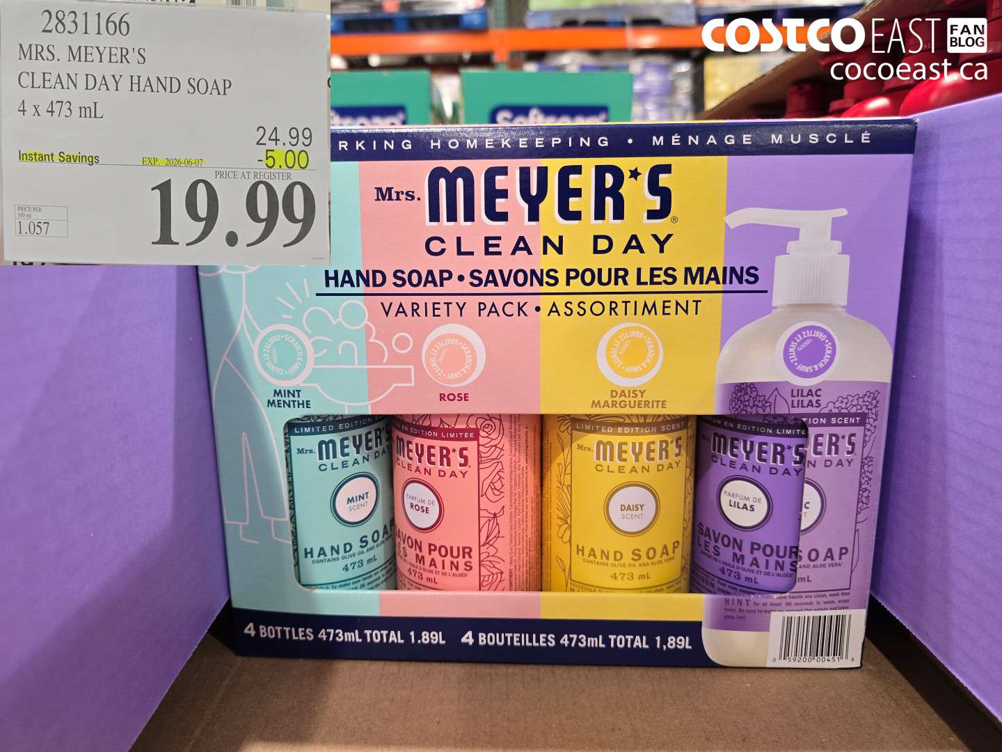 2831166 MRS. MEYER'S CLEAN DAY HAND SOAP 4 X 473 ML ($5.00 INSTANT SAVINGS EXPIRES ON 2026-06-07) $19.99