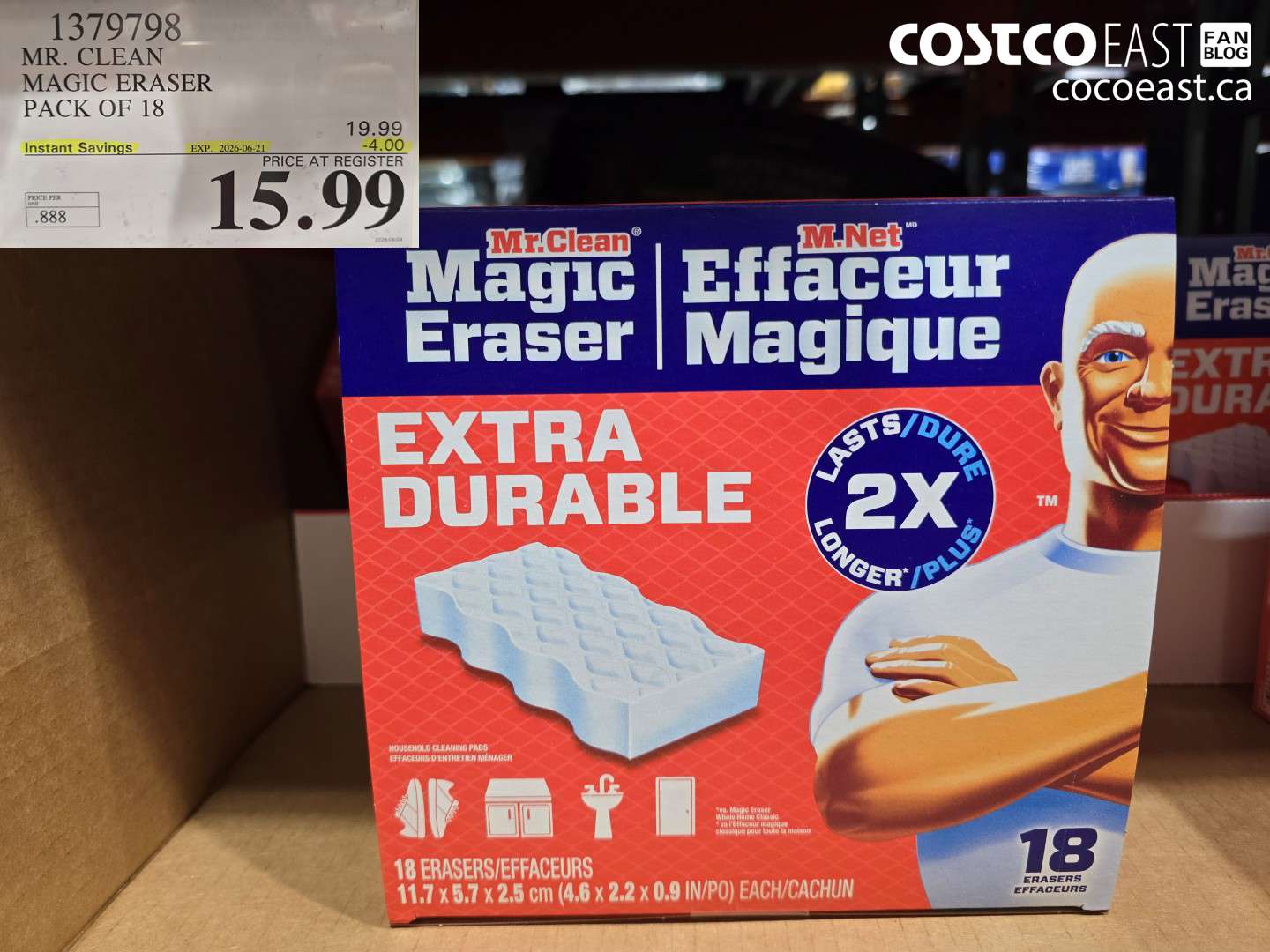 1379798 MR. CLEAN MAGIC ERASER PACK OF 18 ($4.00 INSTANT SAVINGS EXPIRES ON 2026-06-21) $15.99