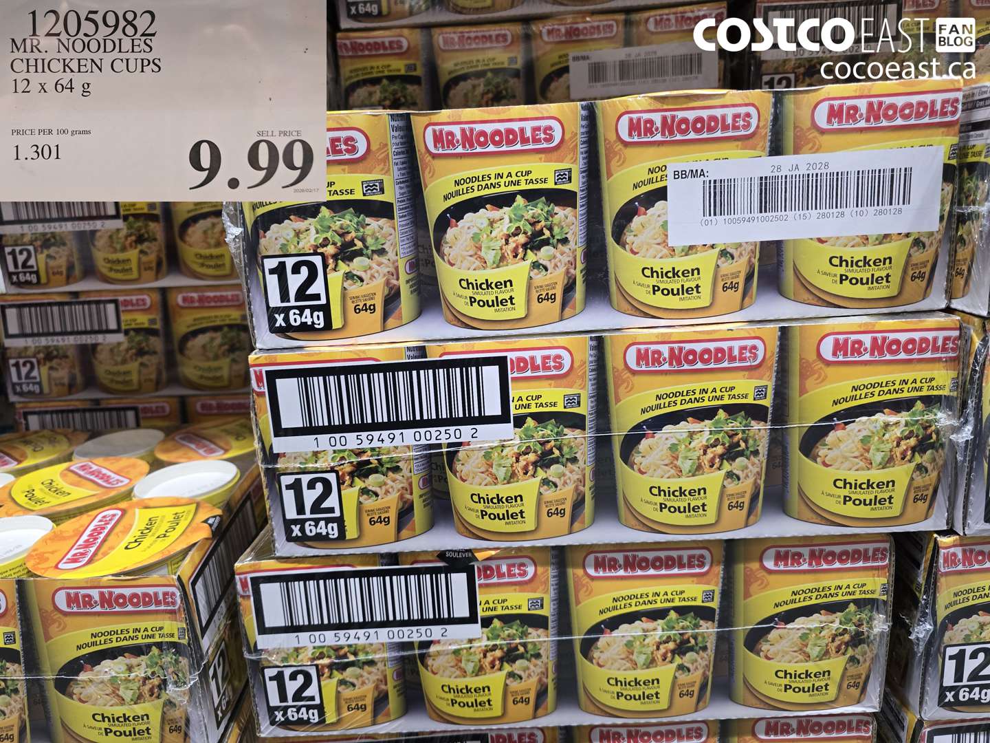 1205982 MR. NOODLES CHICKEN CUPS 12 X 64 G $9.99