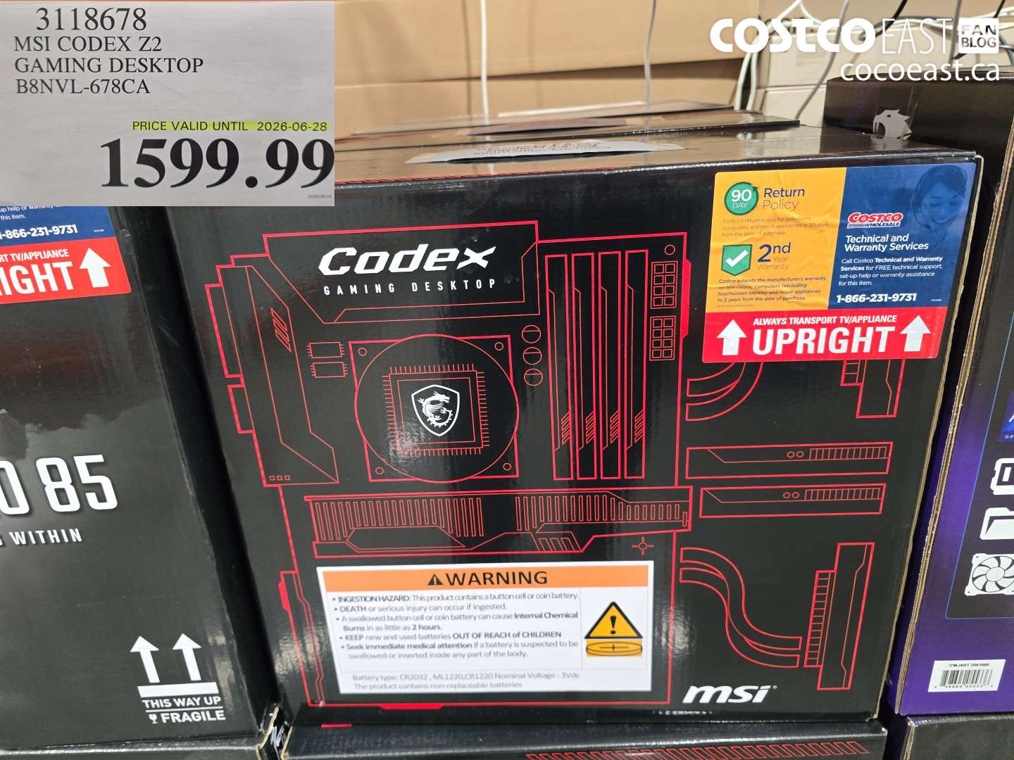 3118678 MSI CODEX Z2 GAMING DESKTOP B8NVL-678CA $1599.99