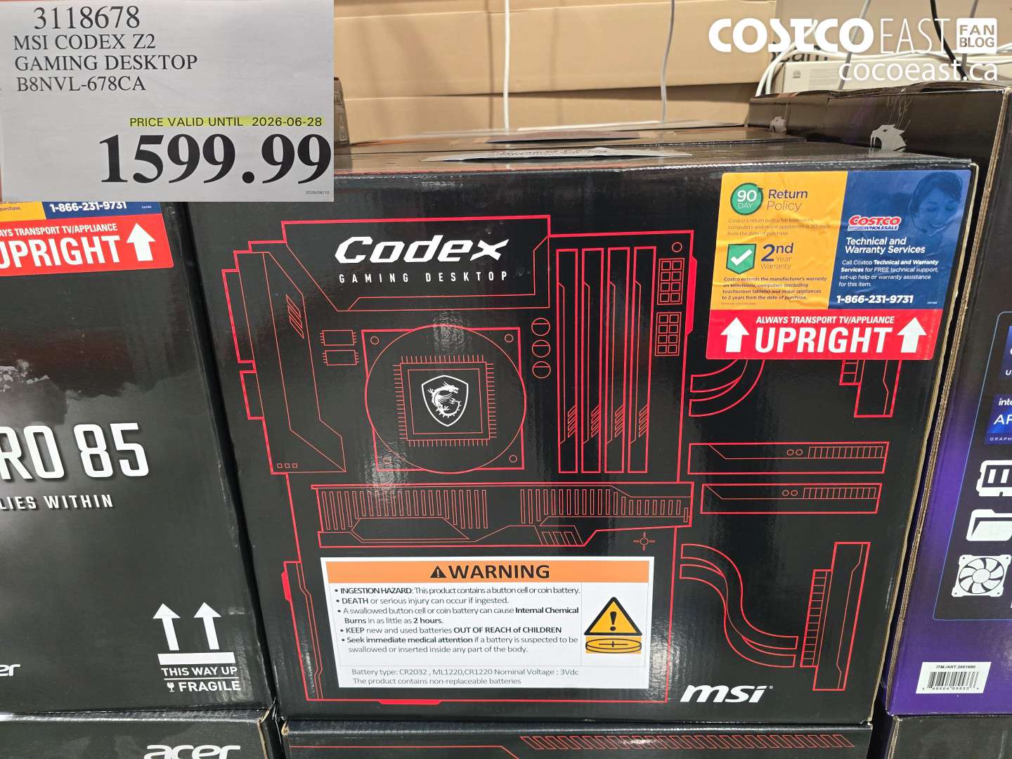 3118678 MSI CODEX Z2 GAMING DESKTOP B8NVL-678CA $1599.99