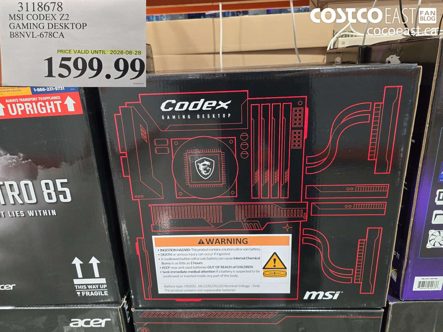 3118678 MSI CODEX Z2 GAMING DESKTOP B8NVL-678CA $1599.99