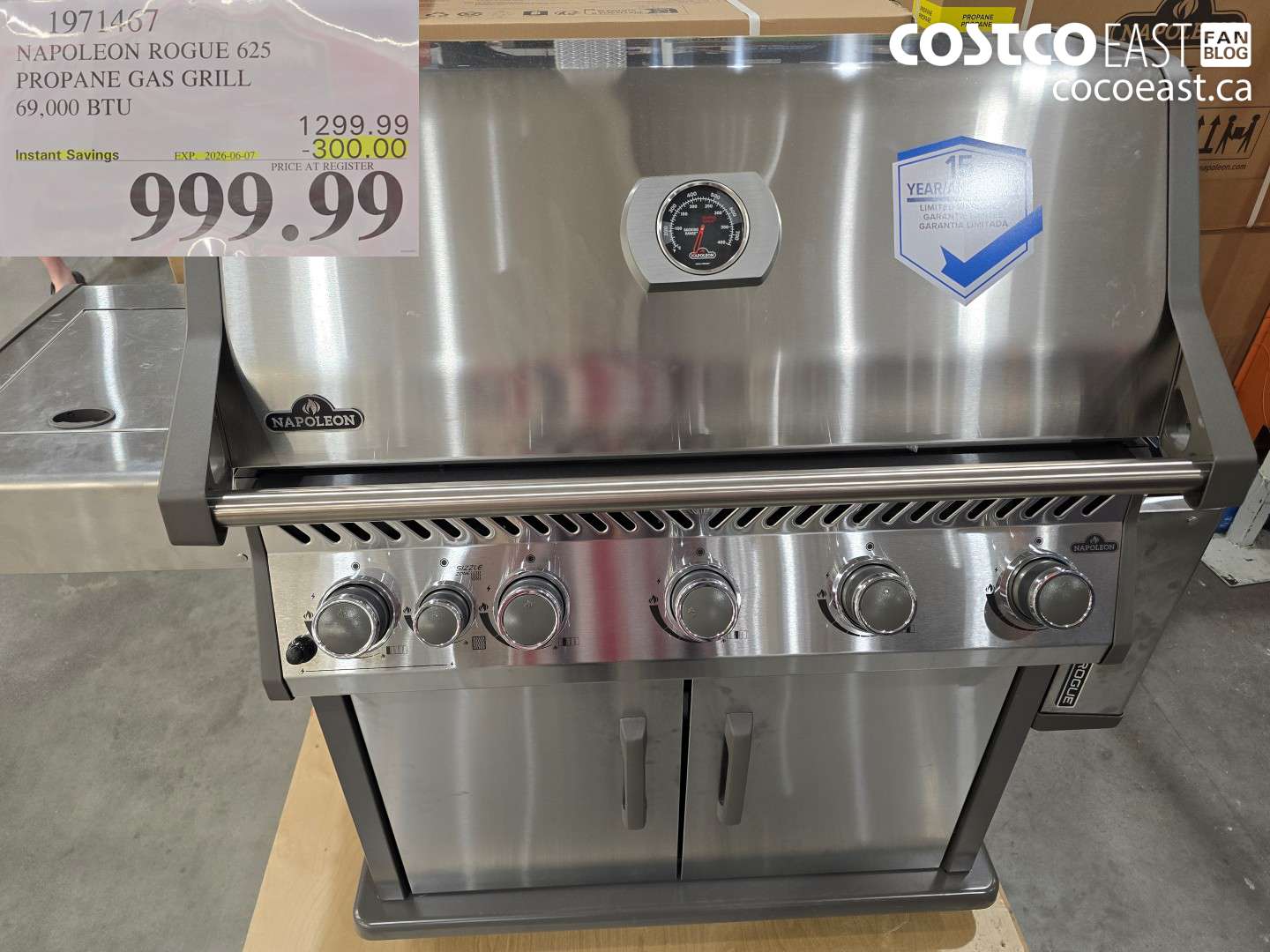 1971467 NAPOLEON ROGUE 625 PROPANE GAS GRILL 69,000 BTU ($300.00 INSTANT SAVINGS EXPIRES ON 2026-06-07) $999.99