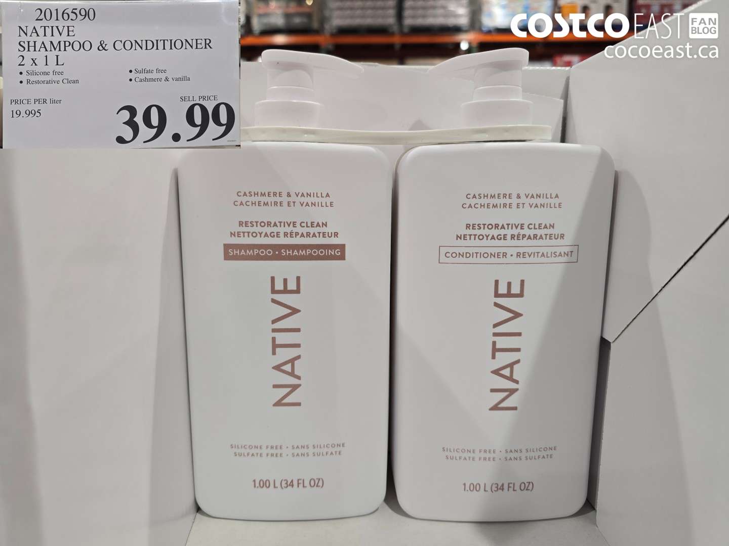 2016590 NATIVE SHAMPOO & CONDITIONER 2 X 1 L $39.99