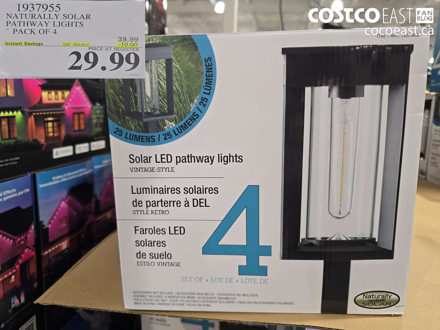 1937955 NATURALLY SOLAR PATHWAY LIGHTS PACK OF 4 ($10.00 INSTANT SAVINGS EXPIRES ON 2026-06-07) $29.99