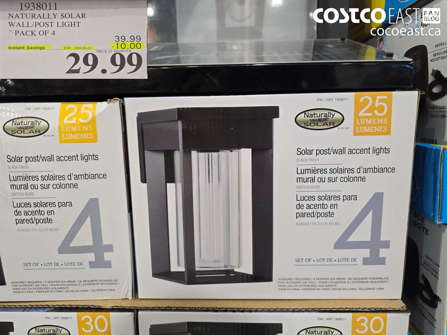 1938011 NATURALLY SOLAR WALL/POST LIGHT ($10.00 INSTANT SAVINGS EXPIRES ON 2026-06-22) $29.99
