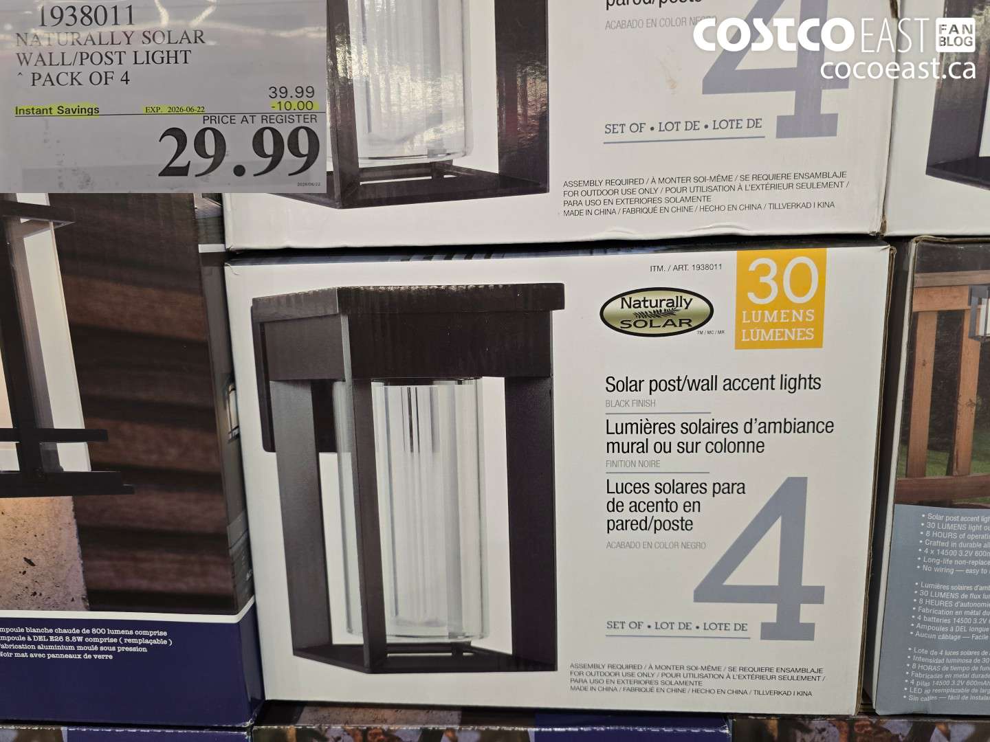 1938011 NATURALLY SOLAR WALL/POST LIGHT PACK OF 4 ($10.00 INSTANT SAVINGS EXPIRES ON 2026-06-22) $29.99