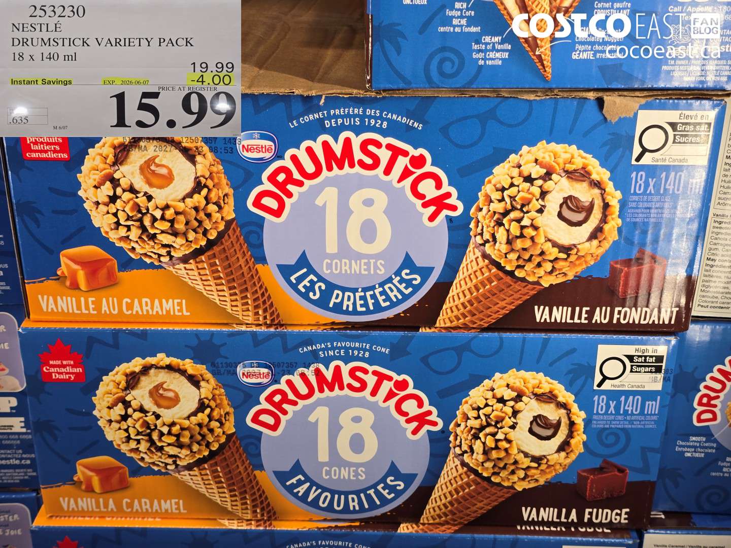 253230 NESTLÉ DRUMSTICK VARIETY PACK 18 X 140 ML ($4.00 INSTANT SAVINGS EXPIRES ON 2026-06-07) $15.99