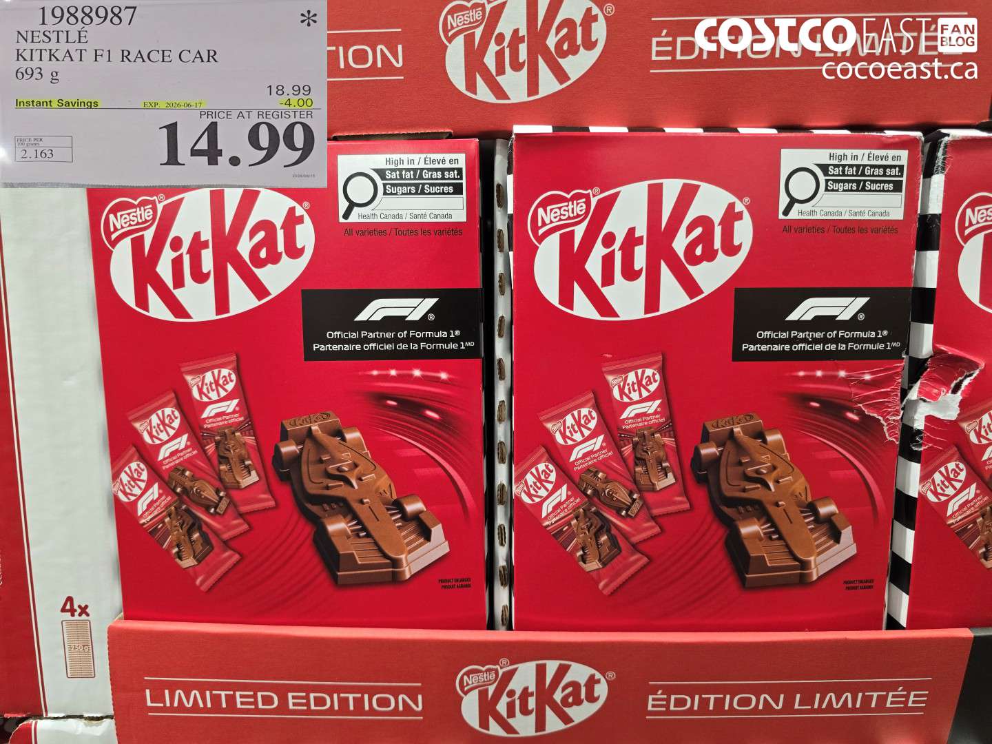 1988987 NESTLE KITKAT F1 RACE CAR 693 G ($4.00 INSTANT SAVINGS EXPIRES ON 2026-06-17) $14.99