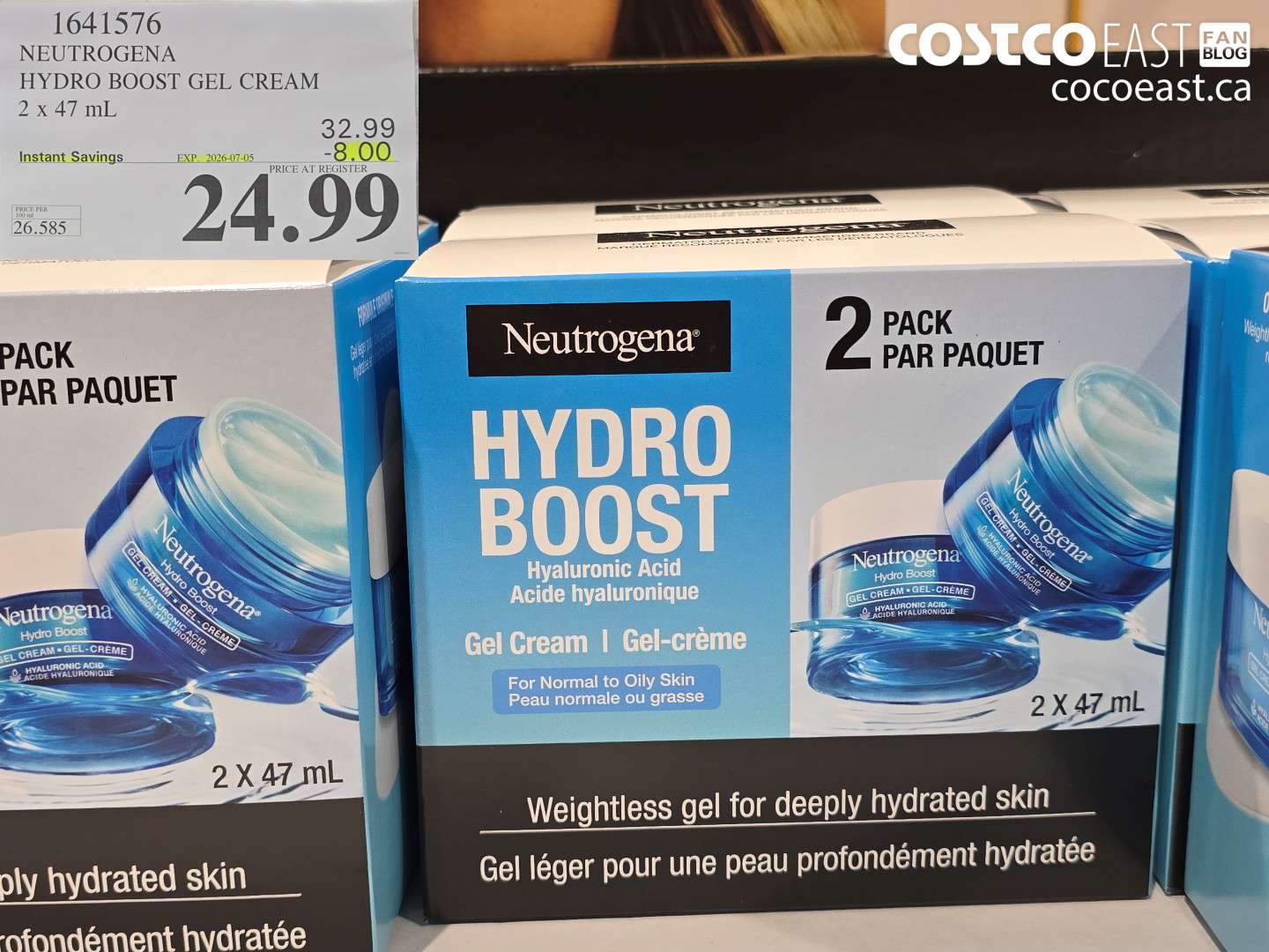 1641576 NEUTROGENA HYDRO BOOST GEL CREAM 2 X 47 ML ($8.00 INSTANT SAVINGS EXPIRES ON 2026-07-05) $24.99