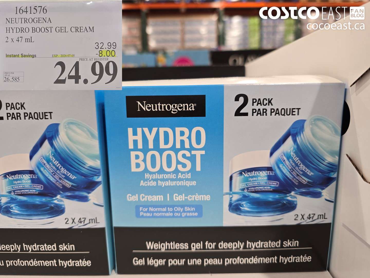 1641576 NEUTROGENA HYDRO BOOST GEL CREAM 2 X 47 ML ($8.00 INSTANT SAVINGS EXPIRES ON 2026-07-05) $24.99