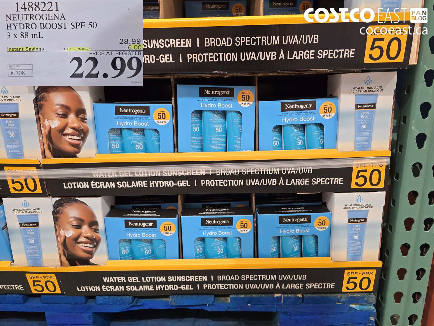 1488221 NEUTROGENA HYDRO BOOST SPF 50 3 X 88 ML ($6.00 INSTANT SAVINGS EXPIRES ON 2026-06-28) $22.99