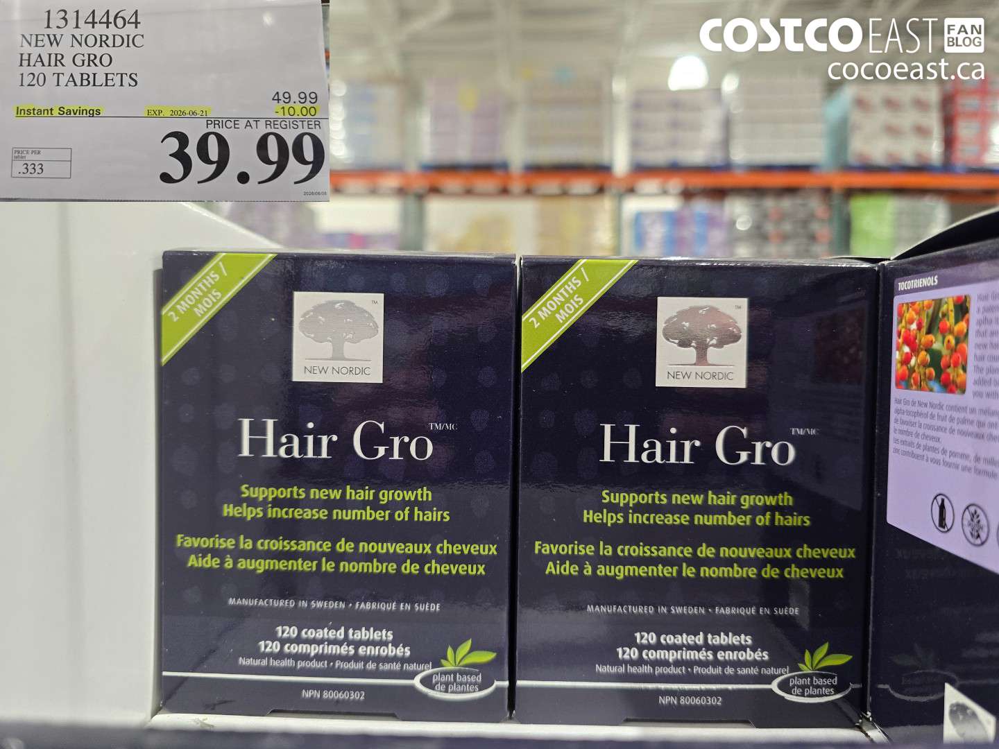 1314464 NEW NORDIC HAIR GRO 120 TABLETS ($10.00 INSTANT SAVINGS EXPIRES ON 2026-06-21) $39.99