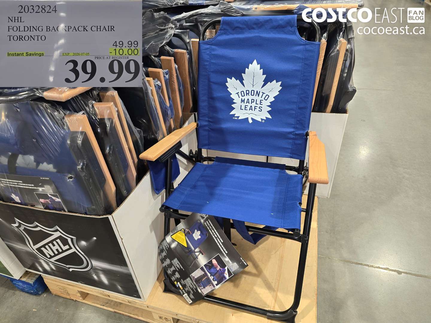 2032824 NHL FOLDING BACKPACK CHAIR TORONTO ($10.00 INSTANT SAVINGS EXPIRES ON 2026-07-05) $39.99