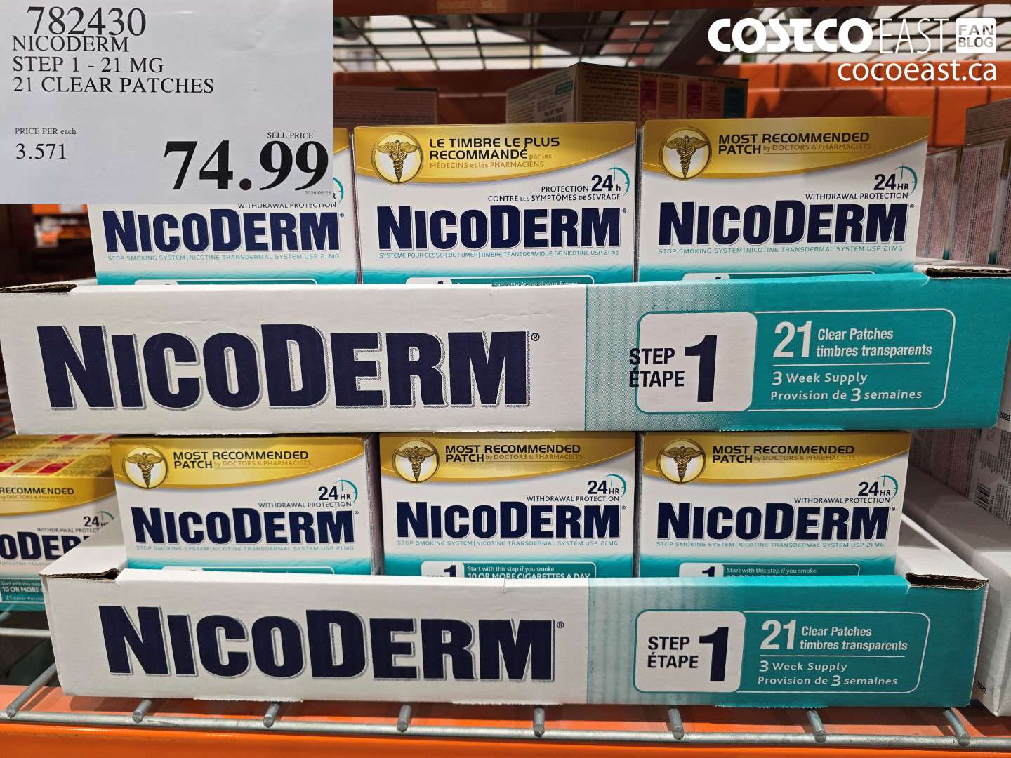 782430 NICODERM STEP 1 - 21 MG 21 CLEAR PATCHES $74.99