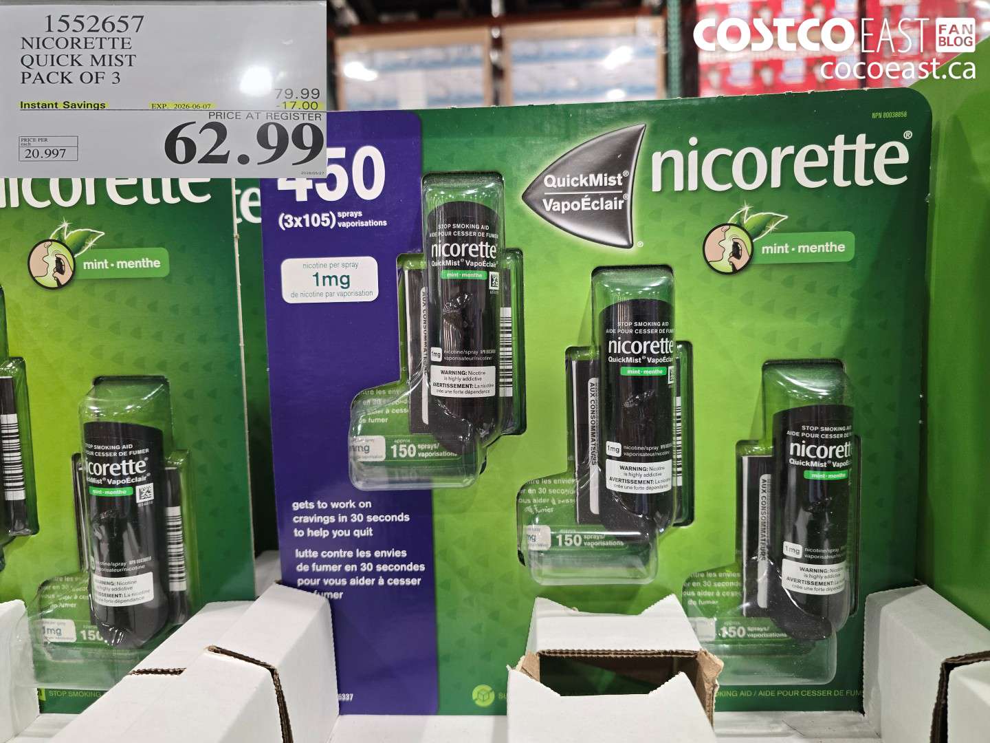 1552657 NICORETTE QUICK MIST PACK OF 3 ($17.00 INSTANT SAVINGS EXPIRES ON 2026-06-07) $62.99