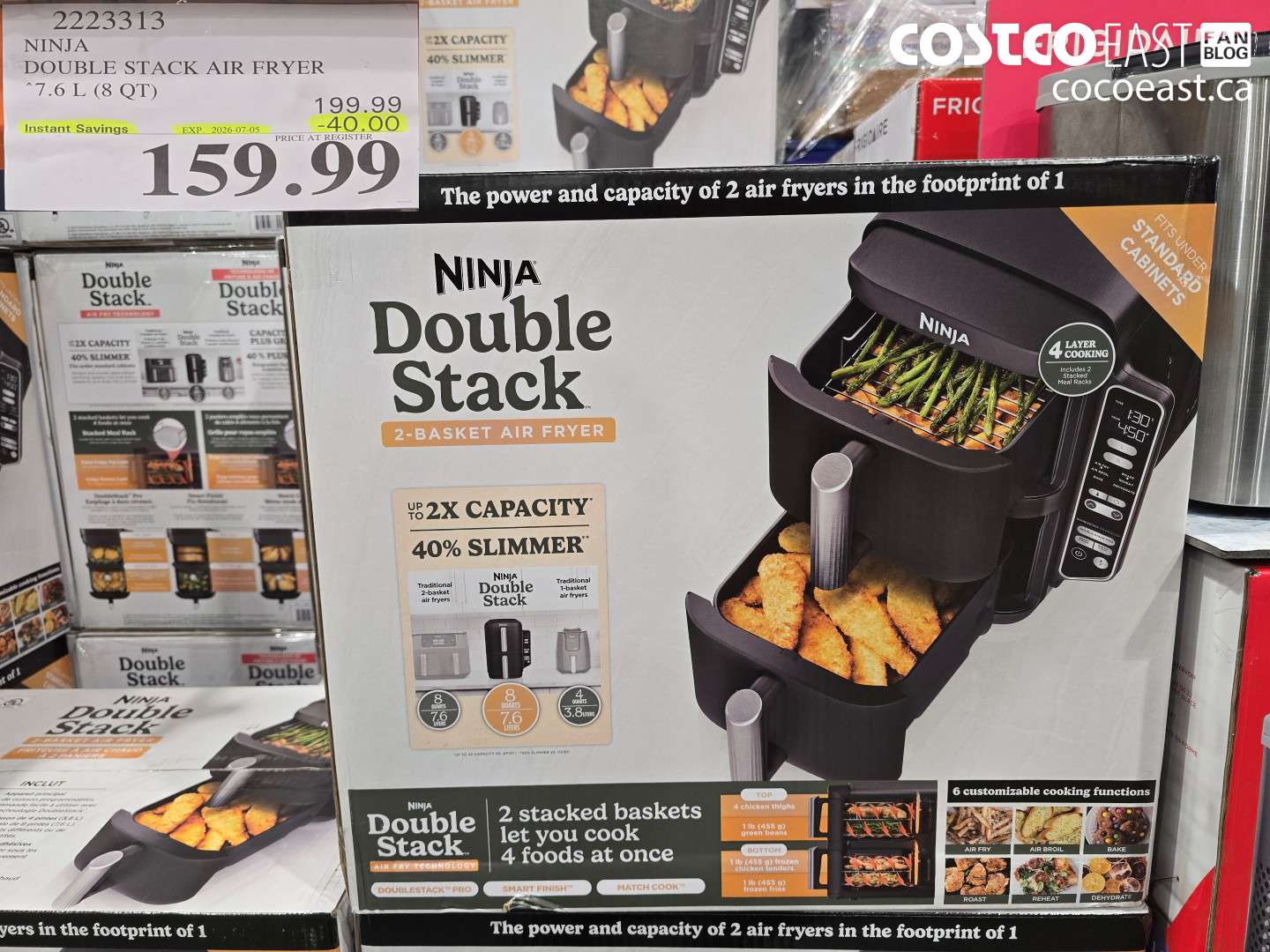 2223313 NINJA DOUBLE STACK AIR FRYER 7.6 L (8 QT) ($40.00 INSTANT SAVINGS EXPIRES ON 2026-07-05) $159.99