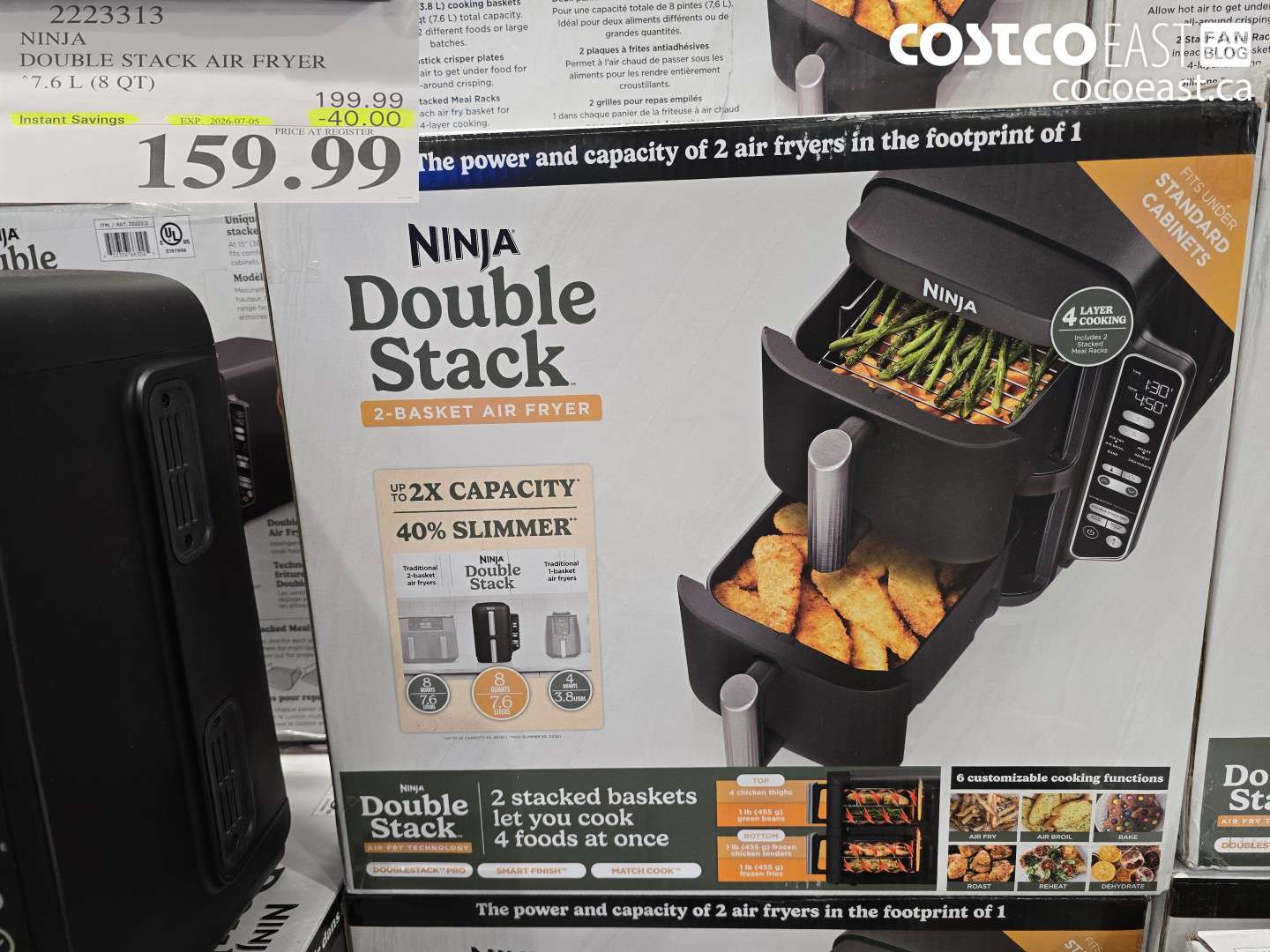 2223313 NINJA DOUBLE STACK AIR FRYER 7.6 L (8 QT) ($40.00 INSTANT SAVINGS EXPIRES ON 2026-07-05) $159.99