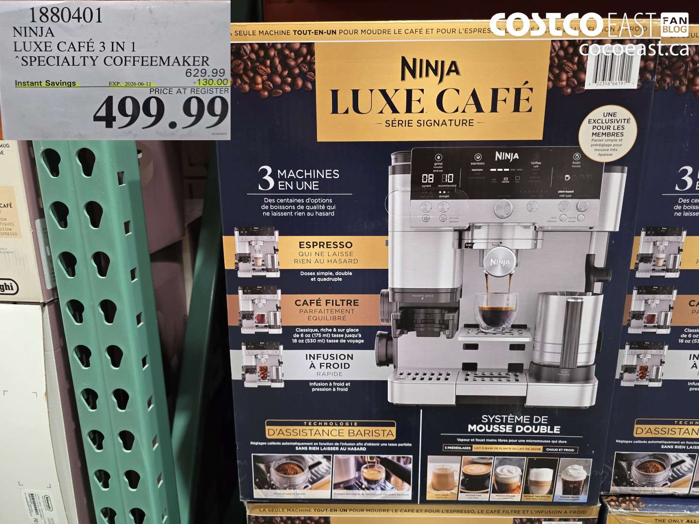1880401 NINJA LUXE CAFÉ 3 IN 1 SPECIALTY COFFEEMAKER ($130.00 INSTANT SAVINGS EXPIRES ON 2026-06-11) $499.99