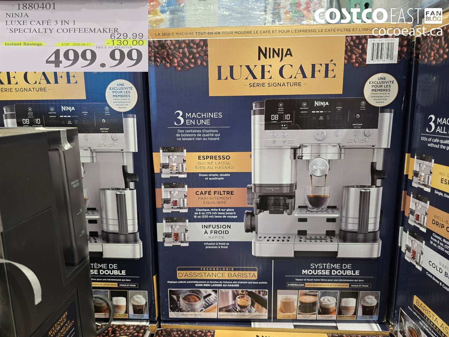 1880401 NINJA LUXE CAFÉ 3 IN 1 SPECIALTY COFFEEMAKER ($130.00 INSTANT SAVINGS EXPIRES ON 2026-06-11) $499.99