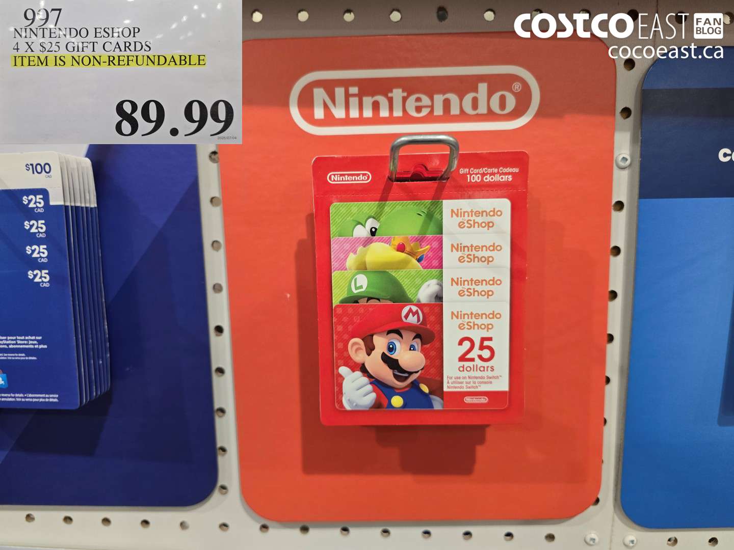 997 NINTENDO ESHOP 4 X $25 GIFT CARDS $89.99