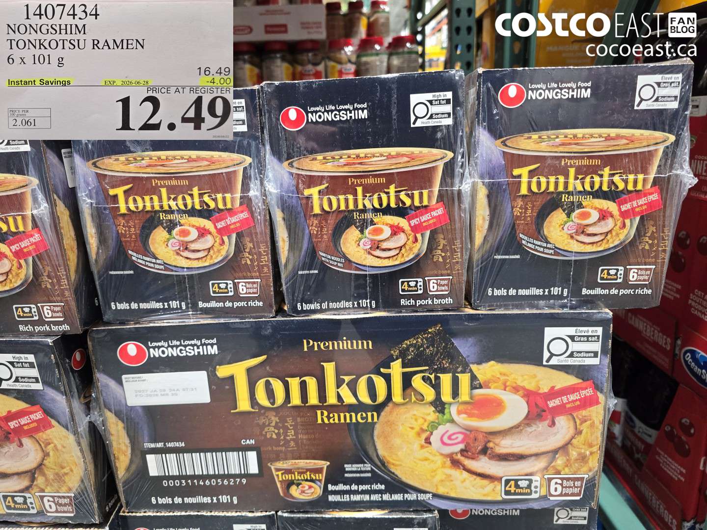1407434 NONGSHIM TONKOTSU RAMEN 6 X 101 G ($4.00 INSTANT SAVINGS EXPIRES ON 2026-06-28) $12.49