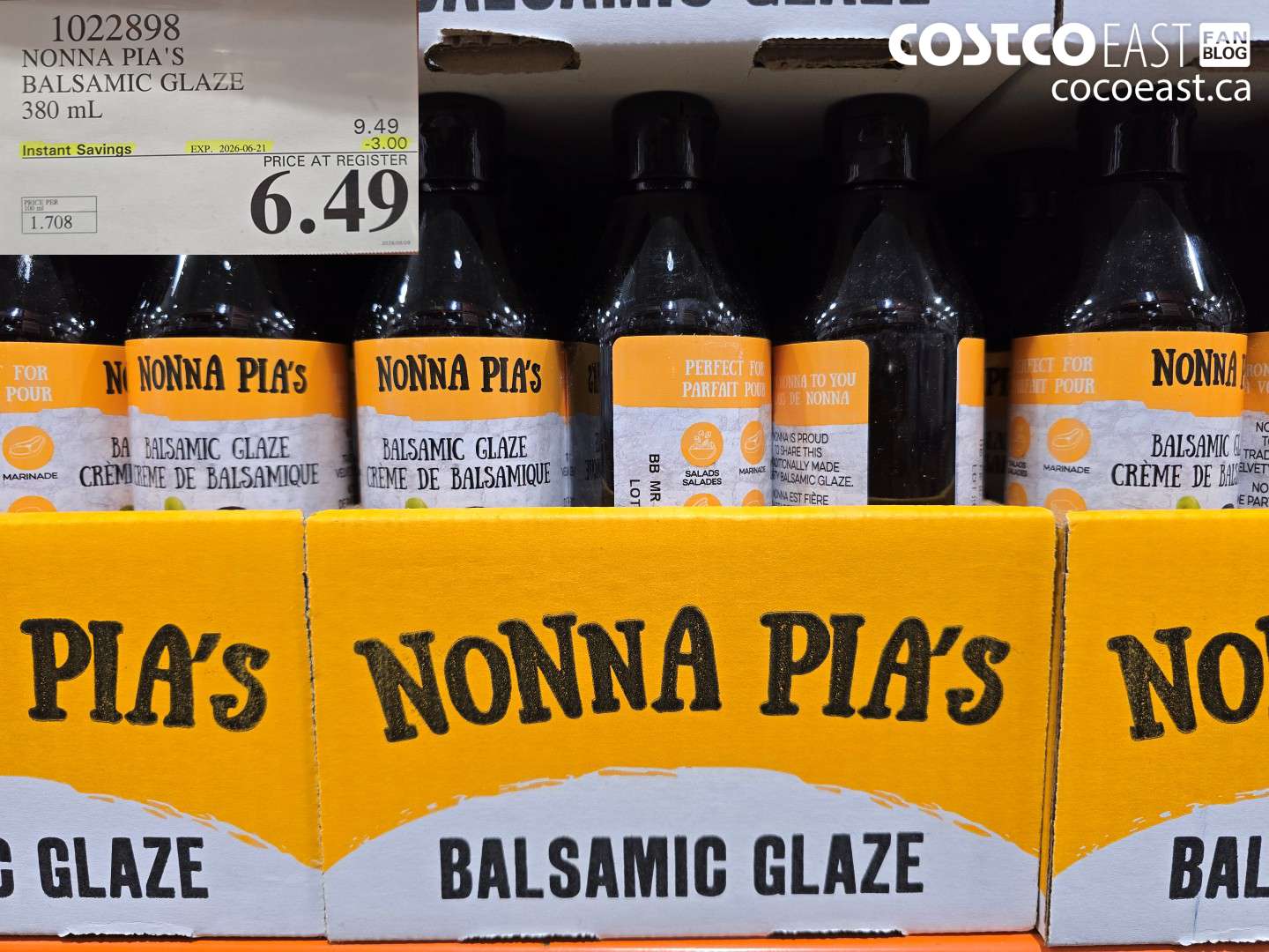 1022898 NONNA PIA'S BALSAMIC GLAZE 380 ML ($3.00 INSTANT SAVINGS EXPIRES ON 2026-06-21) $6.49