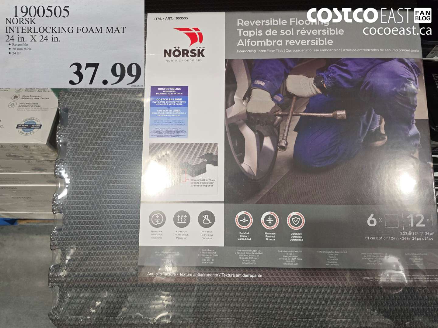 1900505 NORSK INTERLOCKING FOAM MAT 24 IN. X 24 IN. $37.99