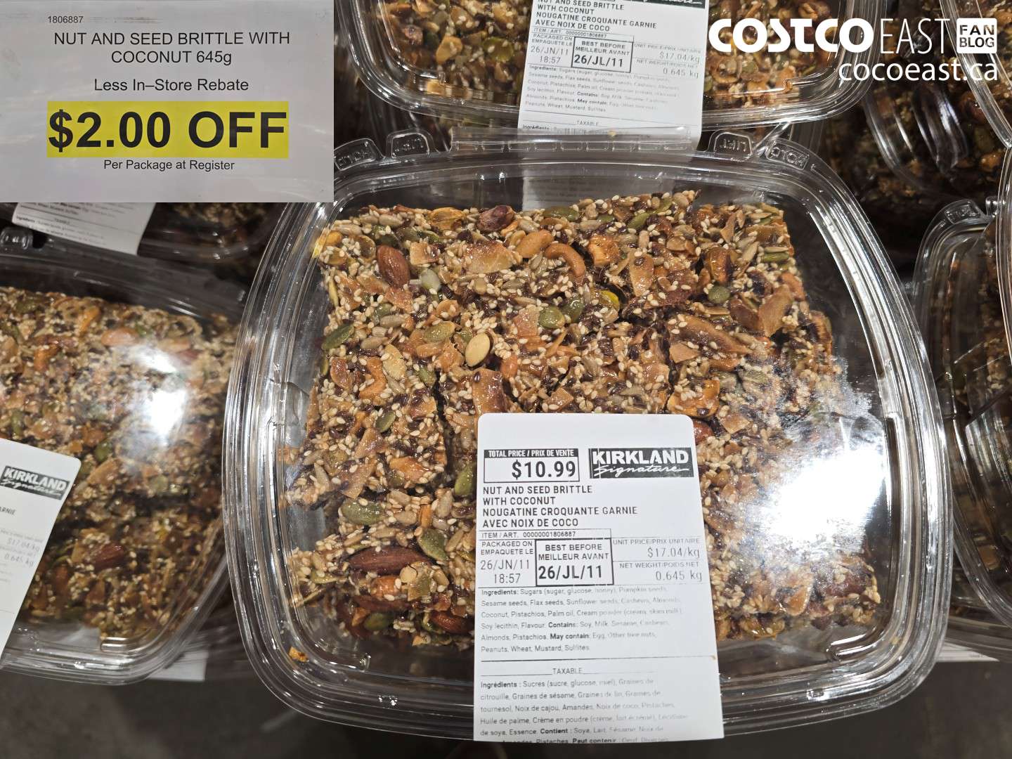 1806887 NUT AND SEED BRITTLE WITH COCONUT 645G ($2.00 INSTANT SAVINGS)