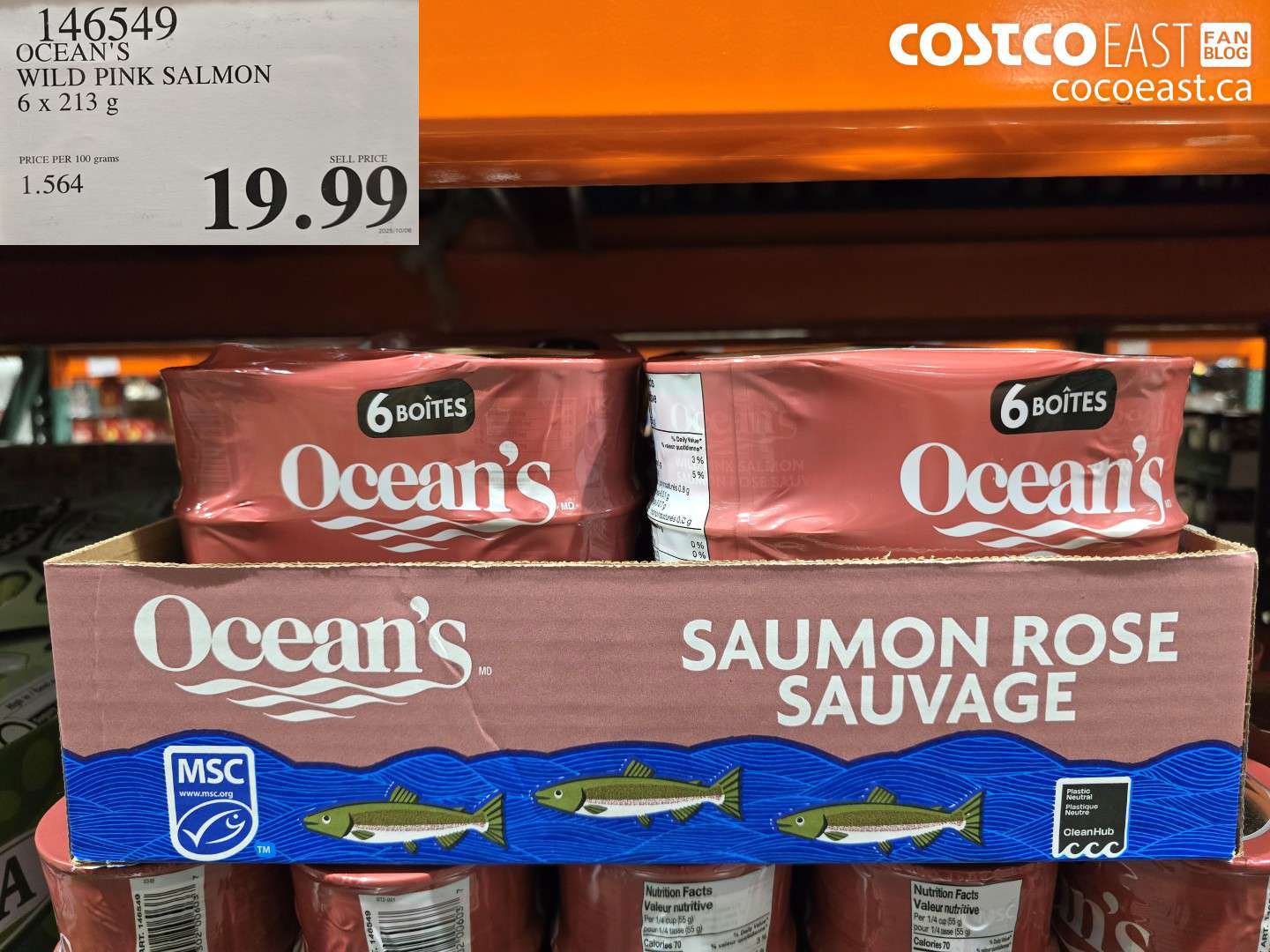 146549 OCEAN'S WILD PINK SALMON 6 X 213 G $19.99