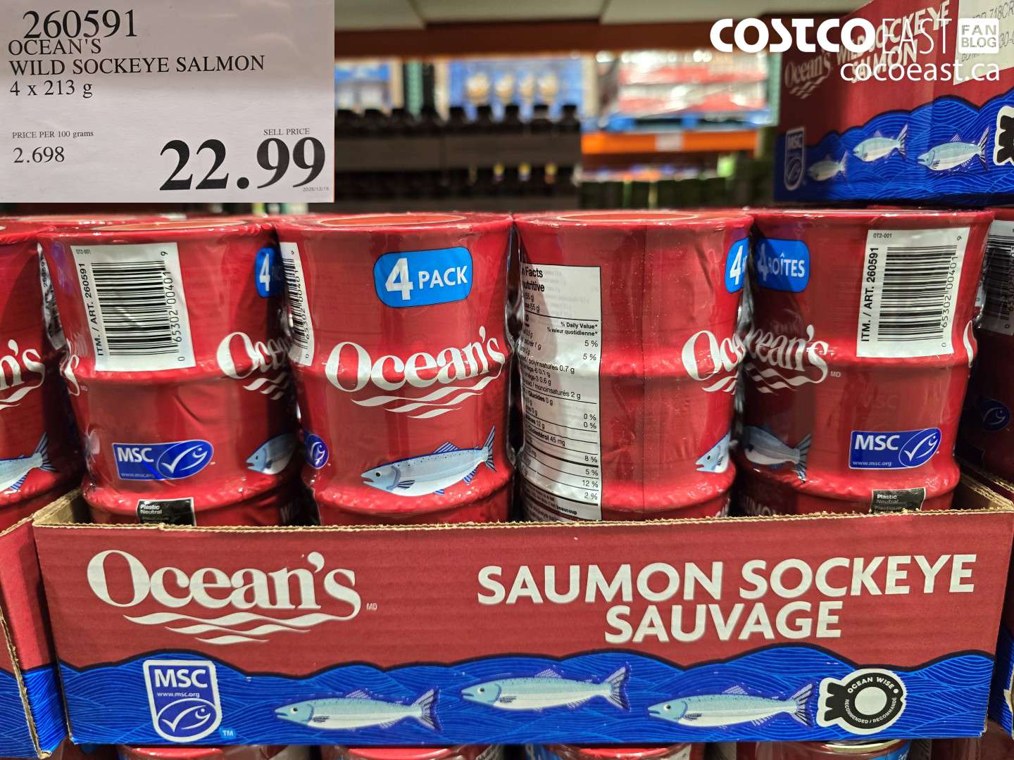 260591 OCEAN'S WILD SOCKEYE SALMON 4 X 213 G $22.99