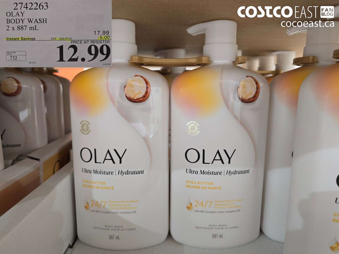 2742263 OLAY BODY WASH 2 X 887 ML ($5.00 INSTANT SAVINGS EXPIRES ON 2026-07-05) $12.99