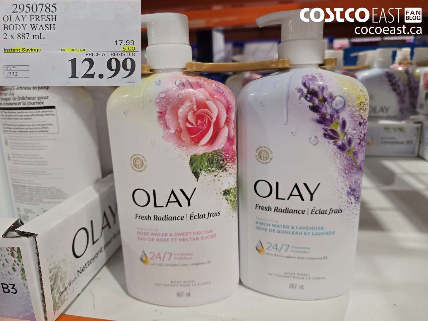 2950785 OLAY FRESH BODY WASH 2 X 887 ML ($5.00 INSTANT SAVINGS EXPIRES ON 2026-06-07) $12.99