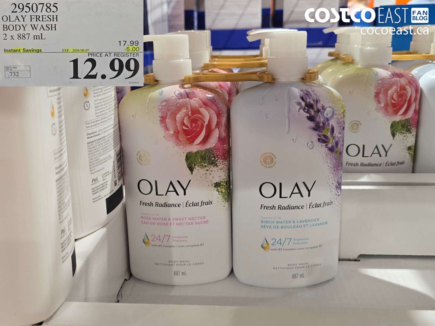 2950785 OLAY FRESH BODY WASH 2 X 887 ML ($5.00 INSTANT SAVINGS EXPIRES ON 2026-06-07) $12.99