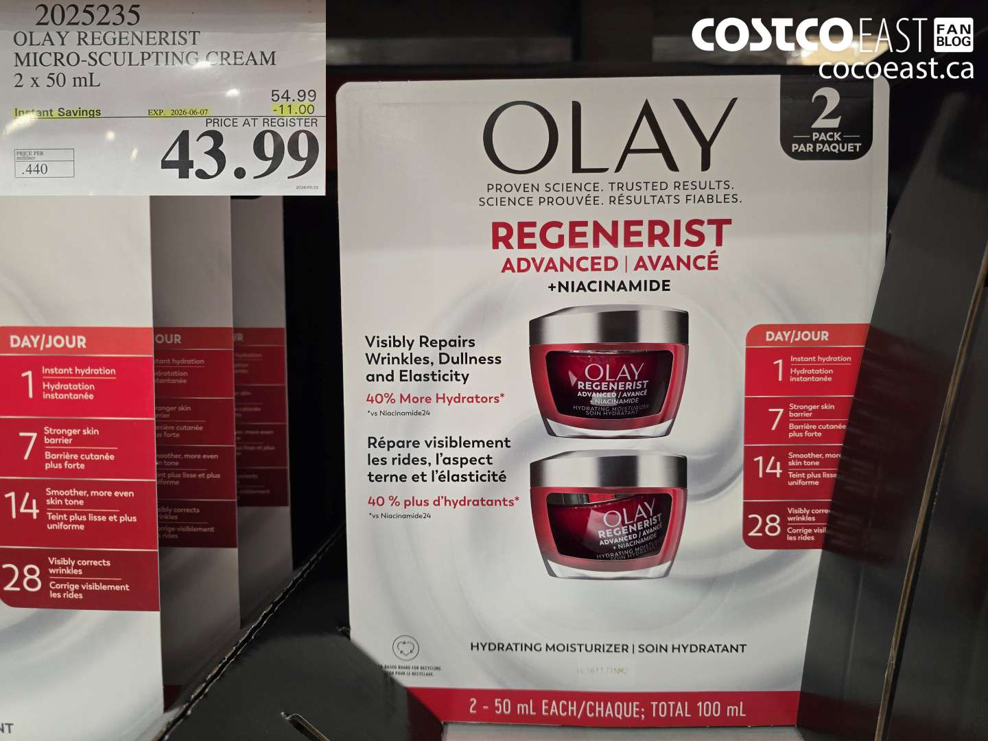 2025235 OLAY REGENERIST MICRO-SCULPTING CREAM 2 X 50 ML ($11.00 INSTANT SAVINGS EXPIRES ON 2026-06-07) $43.99