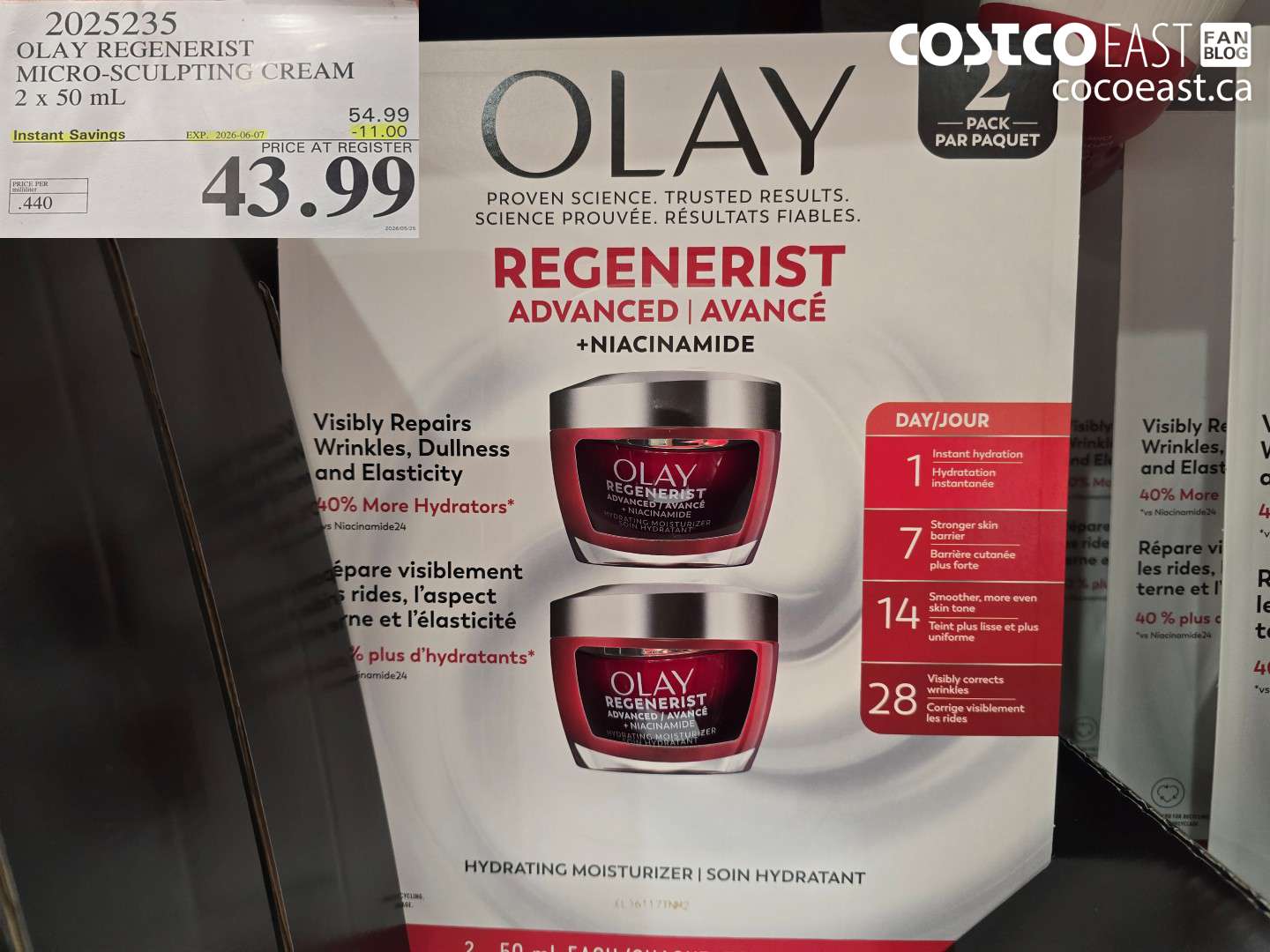 2025235 OLAY REGENERIST MICRO-SCULPTING CREAM 2 X 50 ML ($11.00 INSTANT SAVINGS EXPIRES ON 2026-06-07) $43.99