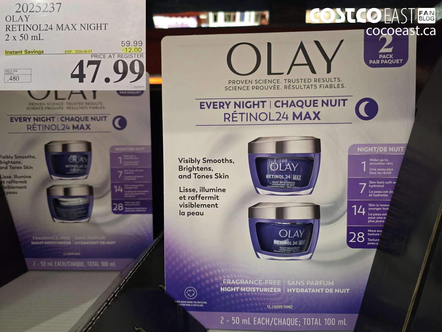 2025237 OLAY RETINOL24 MAX NIGHT 2 X 50 ML ($12.00 INSTANT SAVINGS EXPIRES ON 2026-06-07) $47.99