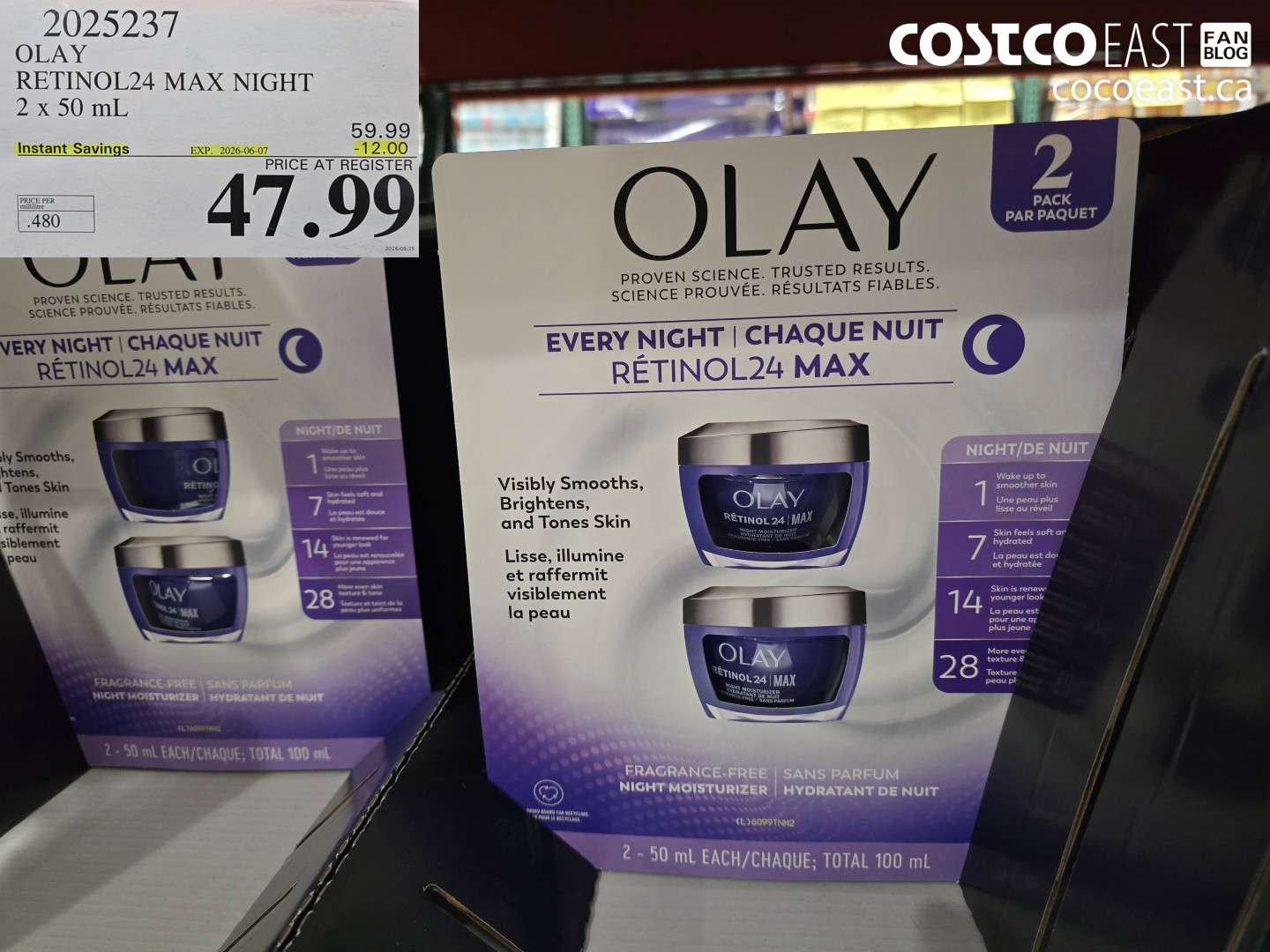 2025237 OLAY RETINOL24 MAX NIGHT 2 X 50 ML ($12.00 INSTANT SAVINGS EXPIRES ON 2026-06-07) $47.99