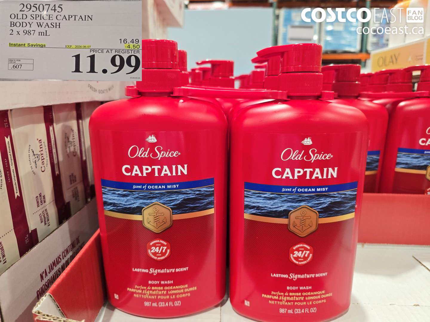 2950745 OLD SPICE CAPTAIN BODY WASH 2 X 987 ML ($4.50 INSTANT SAVINGS EXPIRES ON 2026-06-07) $11.99