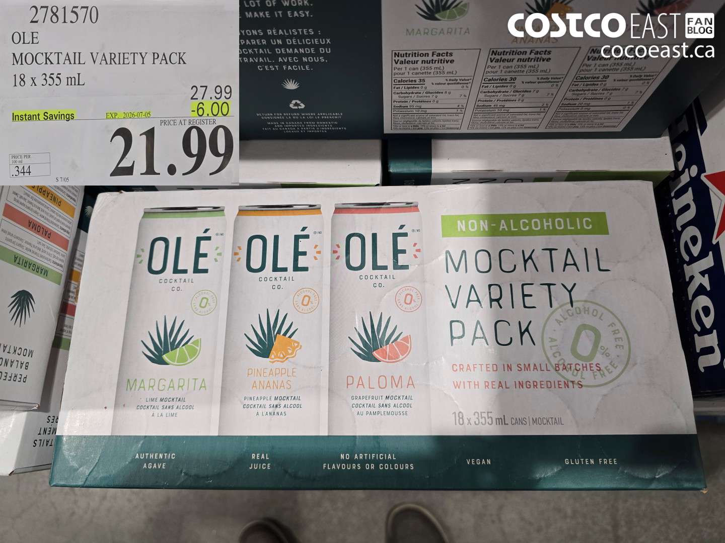 2781570 OLE MOCKTAIL VARIETY PACK 18 X 355 ML ($6.00 INSTANT SAVINGS EXPIRES ON 2026-07-05) $21.99