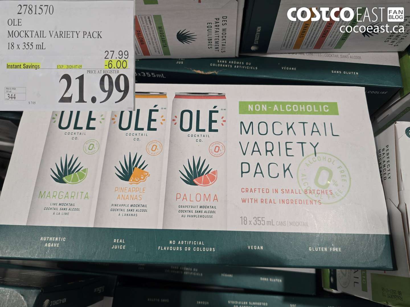 2781570 OLE MOCKTAIL VARIETY PACK 18 X 355 ML ($6.00 INSTANT SAVINGS EXPIRES ON 2026-07-05) $21.99